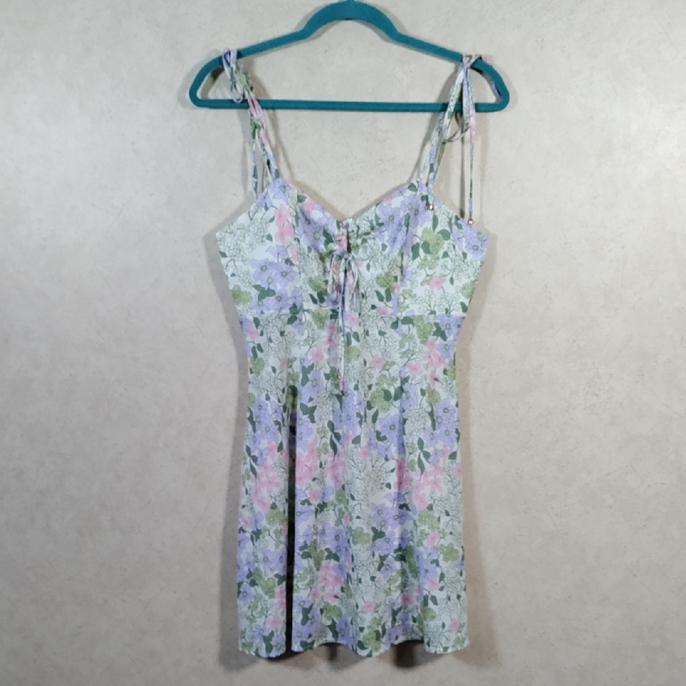 *H178 Cider mint green, lavender & pink Pastel Floral Dress S FINAL PRICE